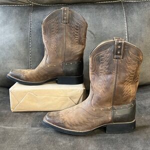 Ariat Honor Western Boots Men's‎ Size 6 Distressed Brown Leather NWOT